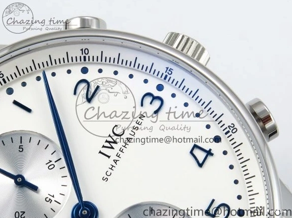 MIROTIME 0412 Casual Portuguese Chrono IW3716 Z+F 1:1 Best Edition White Dial on Blue Rubber Strap A 7016